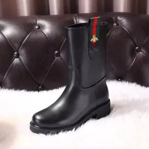 gucci black femmess designer boots cowhide fabric with small bees